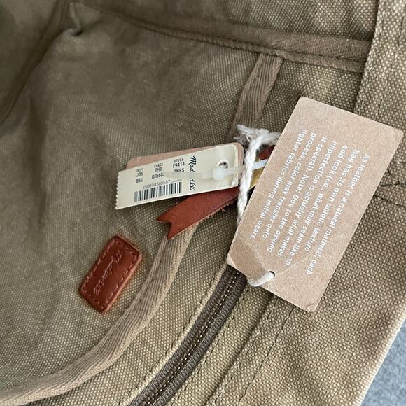 Madewell The Canvas Transport Tote Olive Green Brown Leather Utility School - Picture 3 of 9